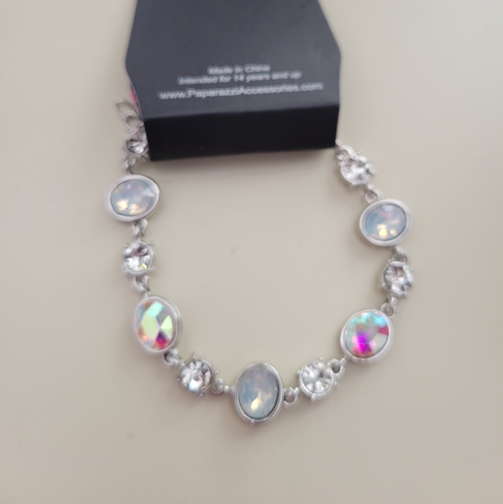Paparazzi Elegant Silver Bracelet with Iridescent Stones - Picture 2 of 2